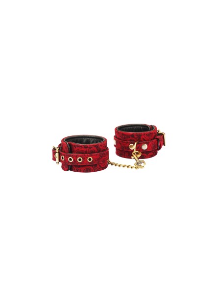 Kinbaku Ukiyoe Red Rosy Lamb Leather Ankle Cuffs Liebe Seele