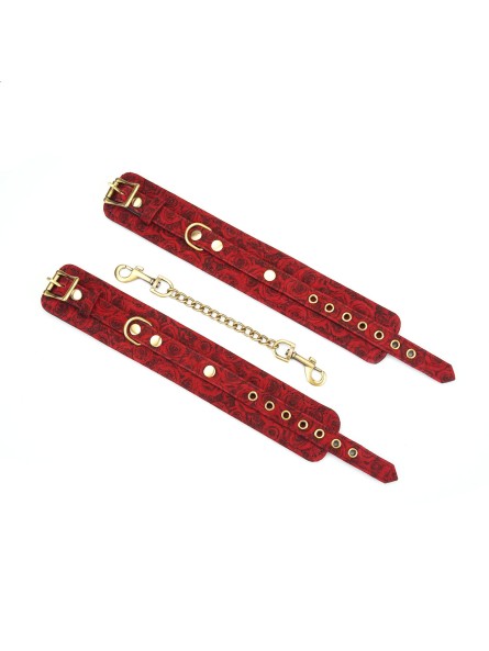 Kinbaku Ukiyoe Red Rosy Lamb Leather Ankle Cuffs Liebe Seele