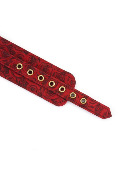 Kinbaku Ukiyoe Red Rosy Lamb Leather Ankle Cuffs Liebe Seele