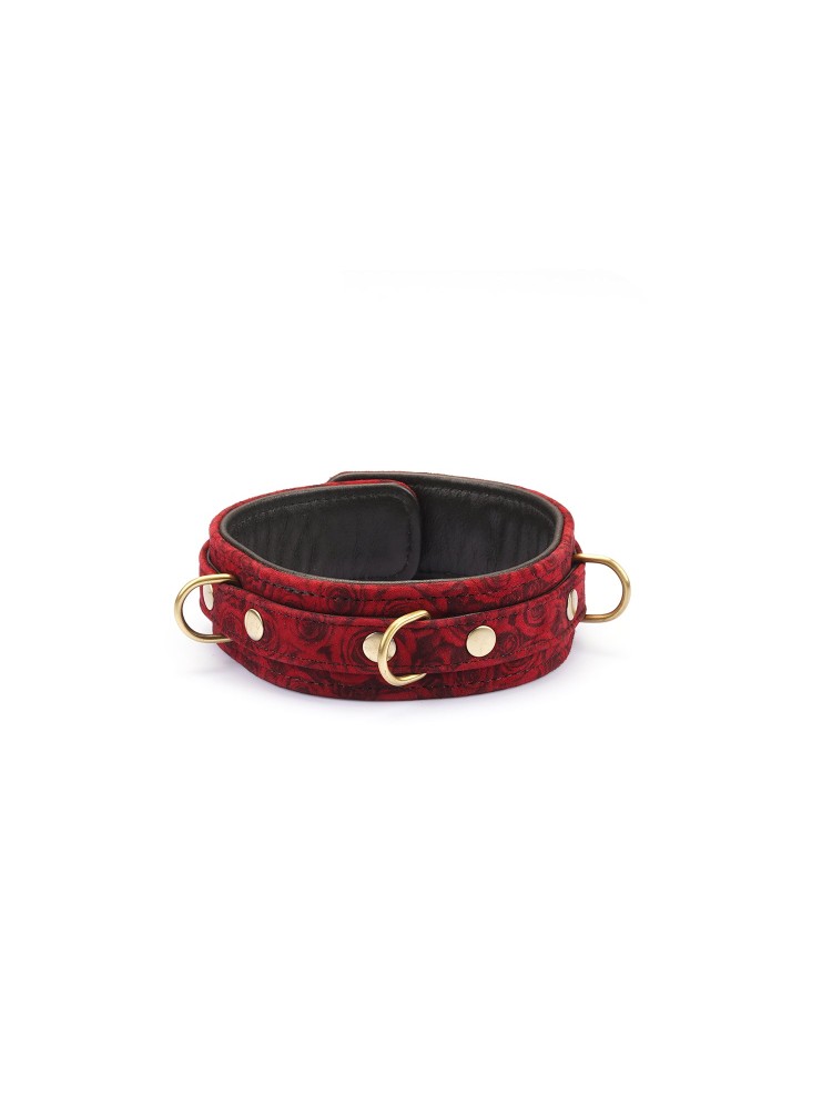 Kinbaku Ukiyoe Red Rosy Leather Collar And Leash Liebe Seele