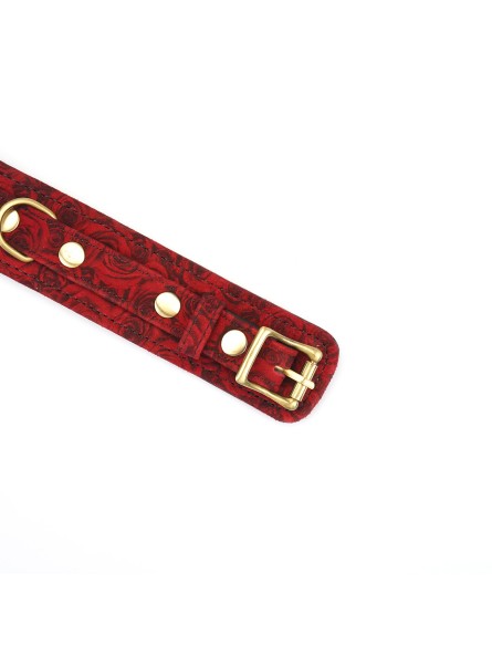 Kinbaku Ukiyoe Red Rosy Leather Collar And Leash Liebe Seele