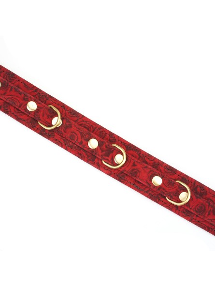 Kinbaku Ukiyoe Red Rosy Leather Collar And Leash Liebe Seele