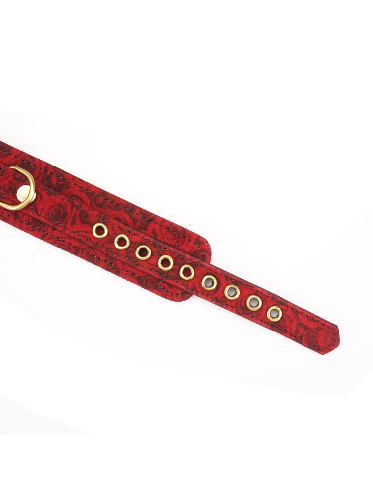 Kinbaku Ukiyoe Red Rosy Leather Collar And Leash Liebe Seele