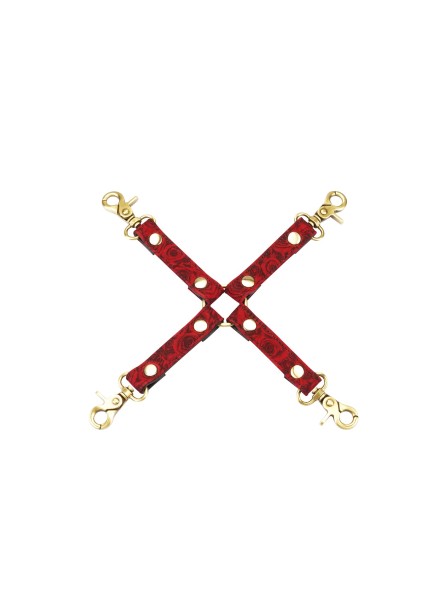 Uprząż Kinbaku Ukiyoe Red Rosy Leather Hogtie Liebe Seele