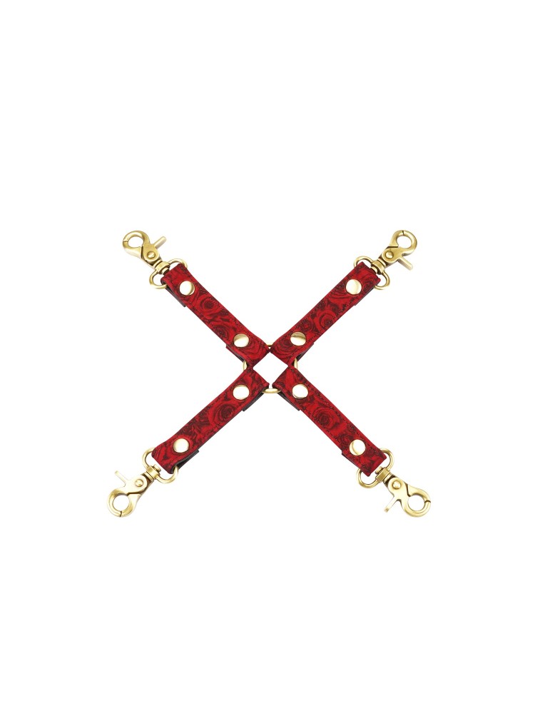 Uprząż Kinbaku Ukiyoe Red Rosy Leather Hogtie Liebe Seele