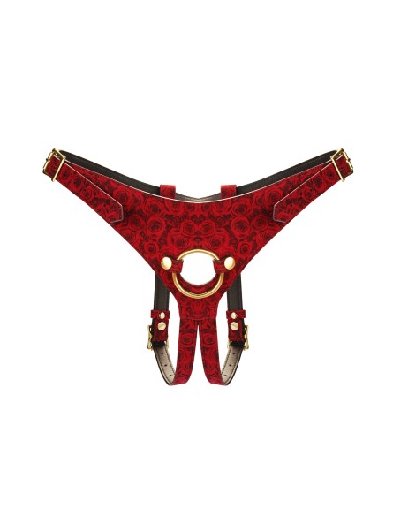 Kinbaku Ukiyoe Red Rosy Leather Strap On Harness Liebe Seele