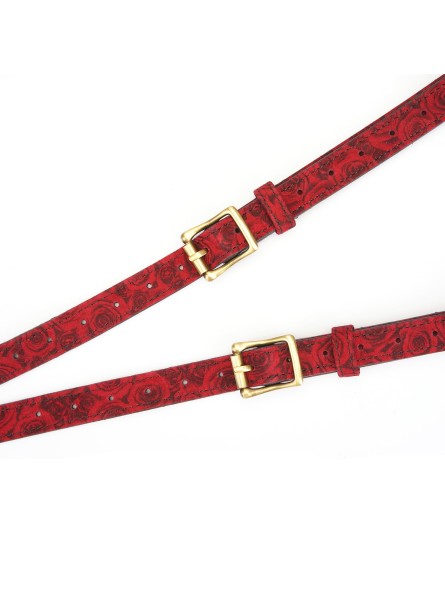 Kinbaku Ukiyoe Red Rosy Leather Strap On Harness Liebe Seele