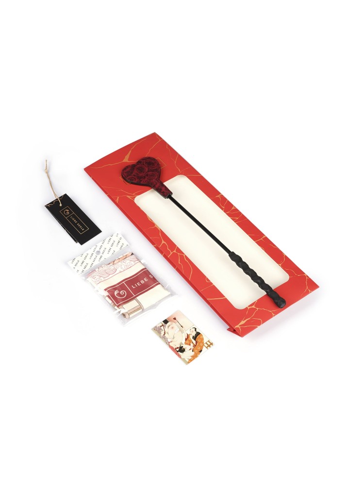 Szpicruta Kinbaku Ukiyoe Red Rosy Leather Mini Crop Liebe Seele