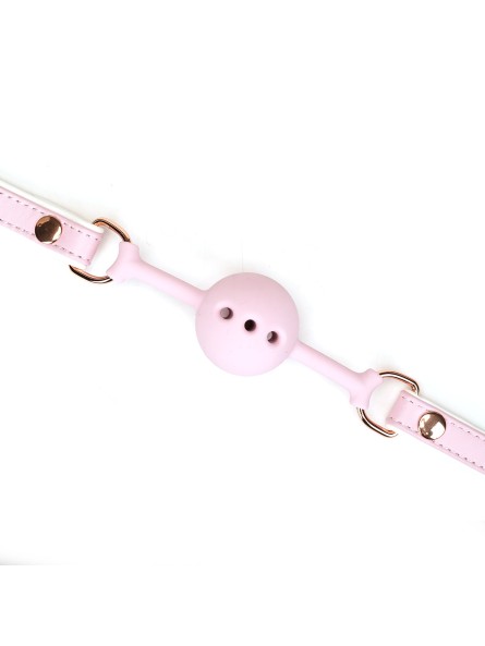 Knebel White & Pink Fairy Goat Leather Ball Gag Liebe Seele