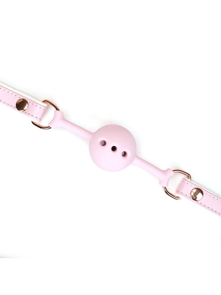 Knebel White & Pink Fairy Goat Leather Ball Gag Liebe Seele