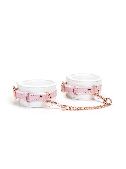 Kajdanki White & Pink Fairy Goat Leather Hand Cuffs Liebe Seele