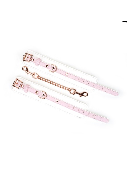 Kajdanki White & Pink Fairy Goat Leather Hand Cuffs Liebe Seele