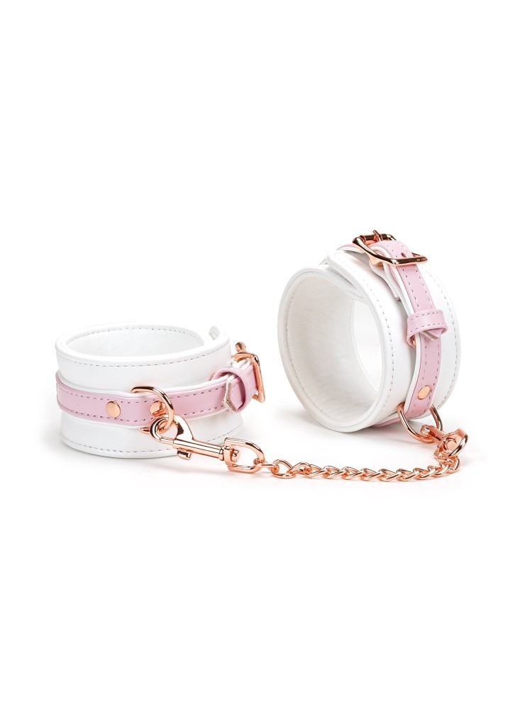 Kajdanki White & Pink Fairy Goat Leather Ankle Cuffs Liebe Seele