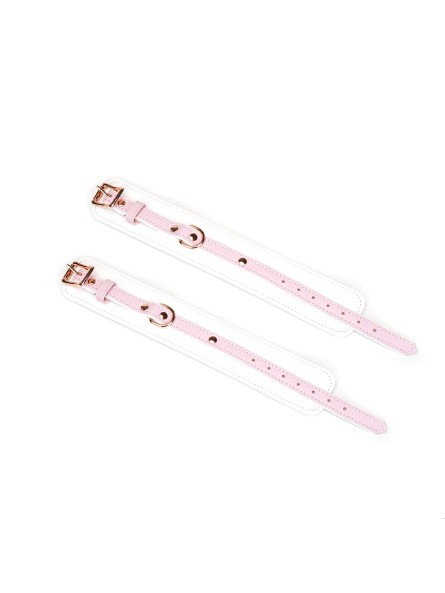 Kajdanki White & Pink Fairy Goat Leather Ankle Cuffs Liebe Seele