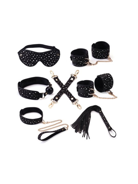 Zestaw Stary Nights 7Pcs Bondage Kit Black Stary Pu Liebe Seele