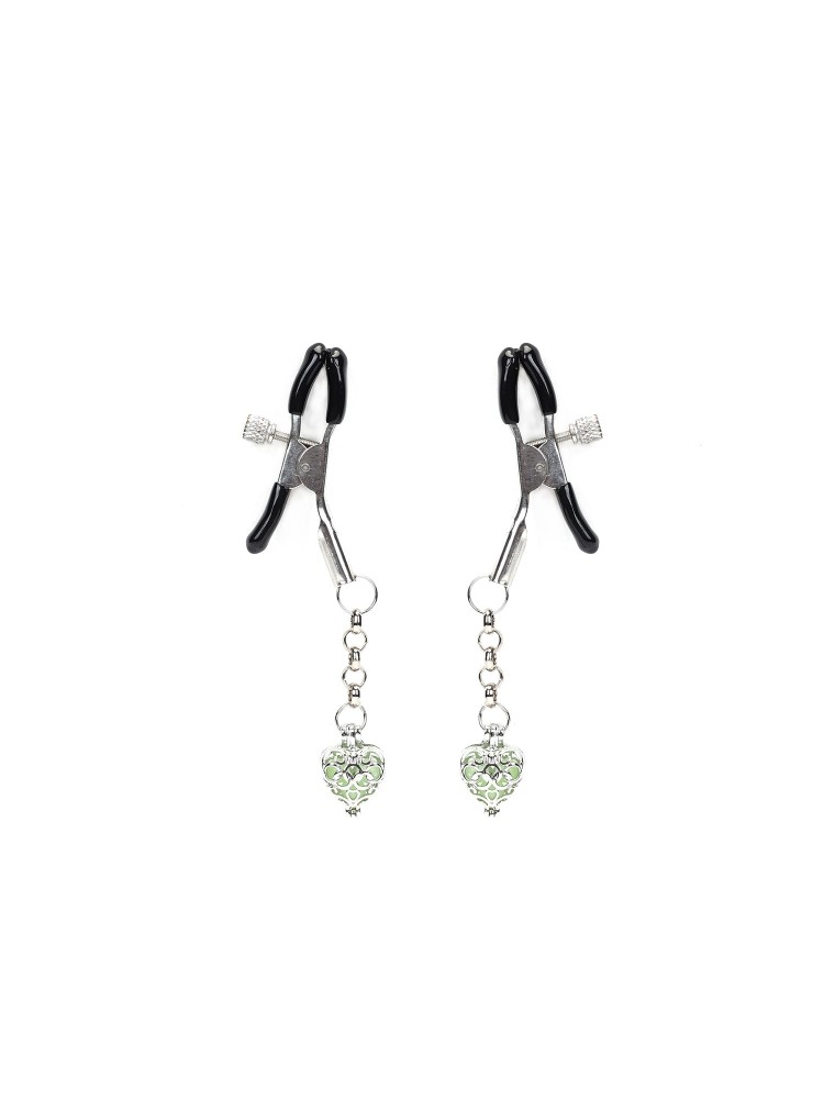 Klamerki Na Sutki Glow-In-Dark Nipple Clamps Liebe Seele zielone