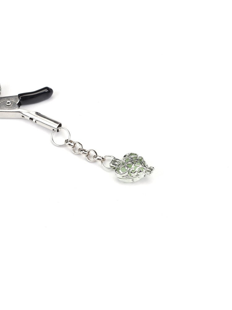 Klamerki Na Sutki Glow-In-Dark Nipple Clamps Liebe Seele zielone