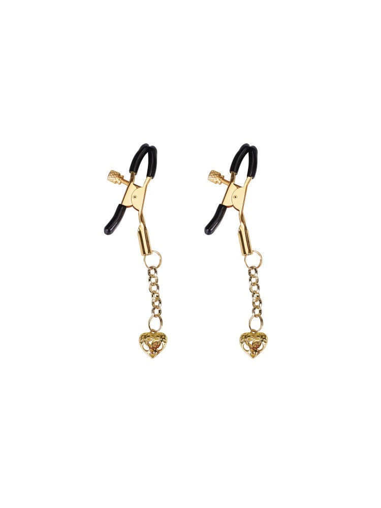 Klamerki Na Sutki Gold Hollow Heart Nipple Clamps Liebe Seele