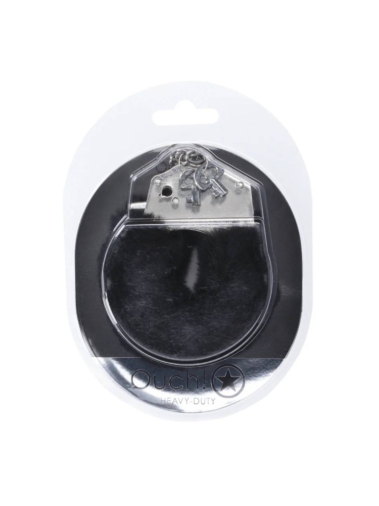 Kajdanki Heavy-Duty Fluffy Handcuffs Black Ouch!
