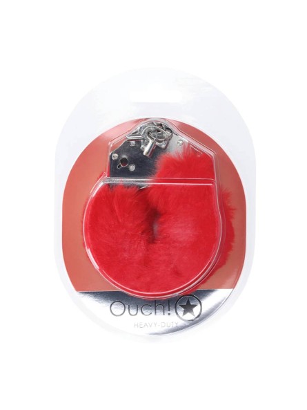 Kajdanki Heavy-Duty Fluffy Handcuffs Red Ouch!