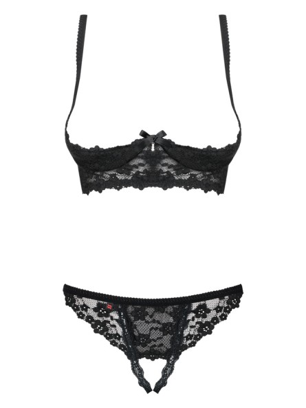 Letica komplet 2-częściowy otwarty czarny L/XL Obsessive