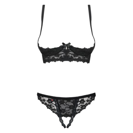 Letica komplet 2-częściowy otwarty czarny L/XL Obsessive