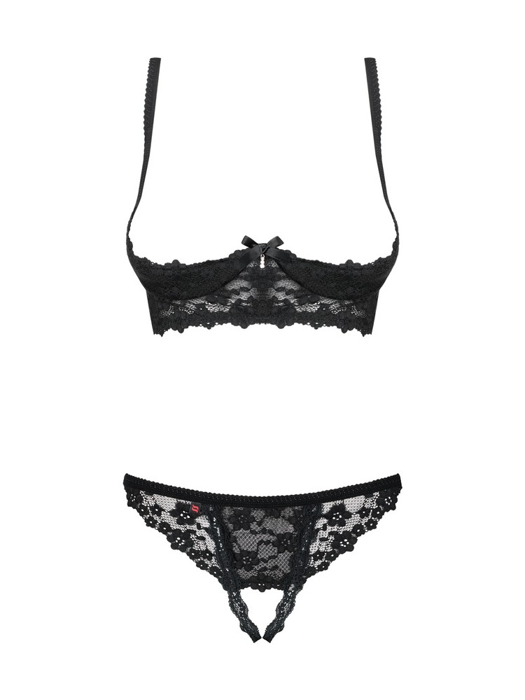 Letica komplet 2-częściowy otwarty czarny L/XL Obsessive