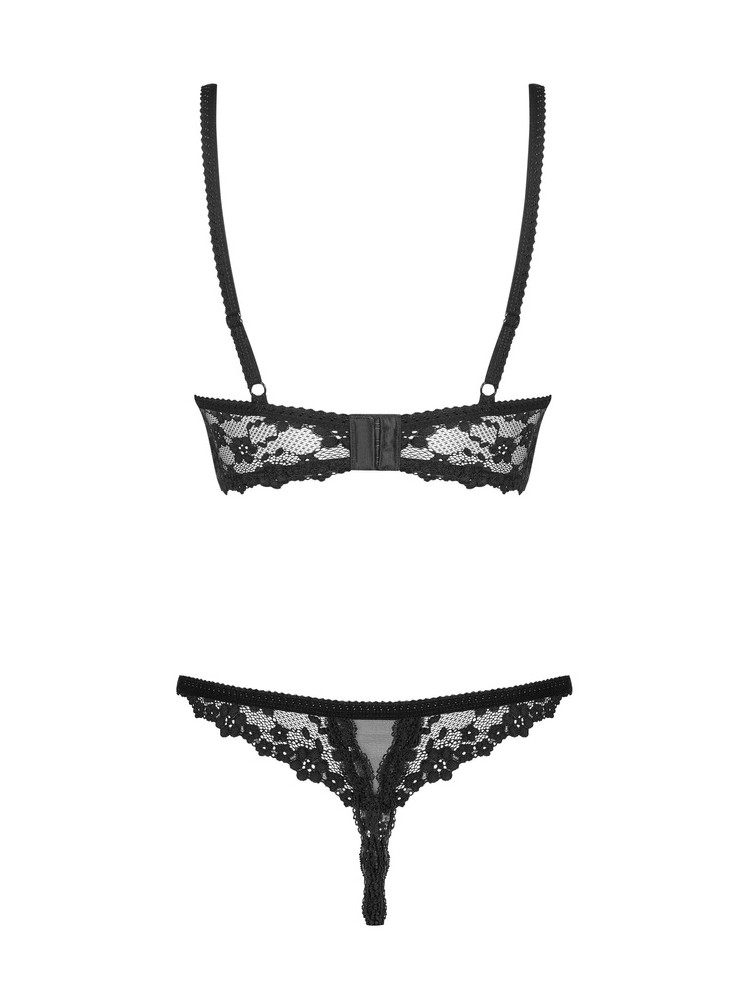 Letica komplet 2-częściowy otwarty czarny L/XL Obsessive