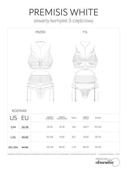 Komplet 3-Częściowy Premisis White S/M Premium Obsessive