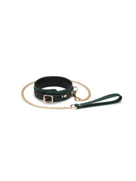Obroża ze smyczą Mossy Chic Leather Collar with Leash Liebe Seele