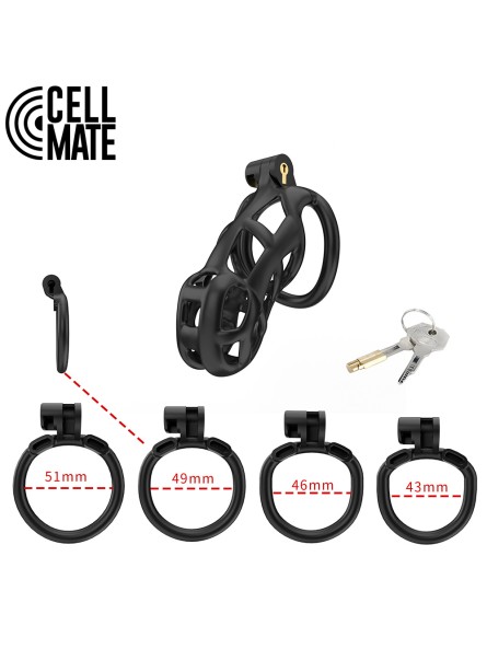 Pas cnoty Guardian Chastity Cage Black Size 3 CELLMATE