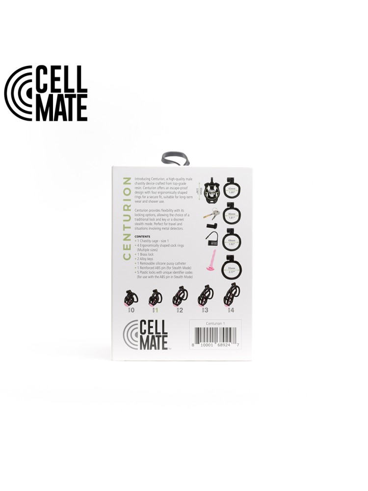 Pas cnoty Centurion Chastity Cage Black Size 1 CELLMATE