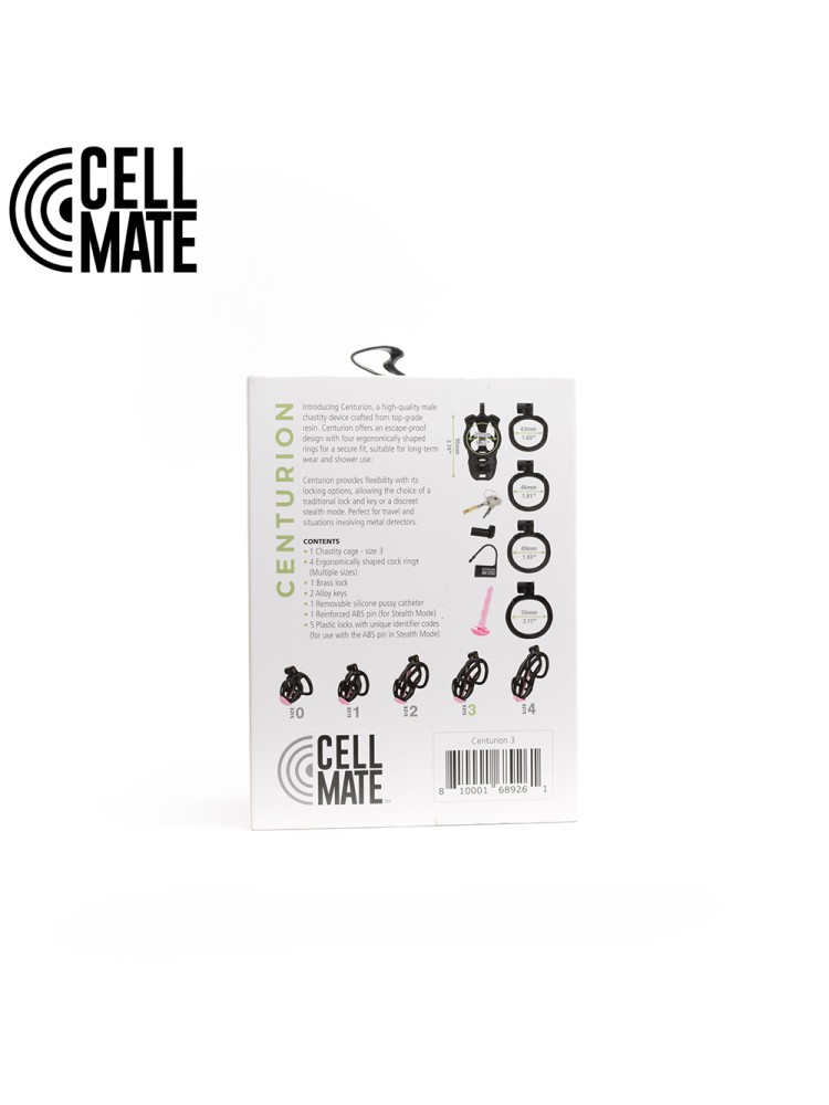 Pas cnoty Centurion Chastity Cage Black Size 3 CELLMATE