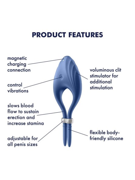 Pierścień erekcyjny Duelist Ring Vibrator Blue Satisfyer