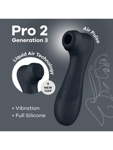 Stymulator łechtaczki Pro 2 Generation 3 with Liquid Air black Satisfyer