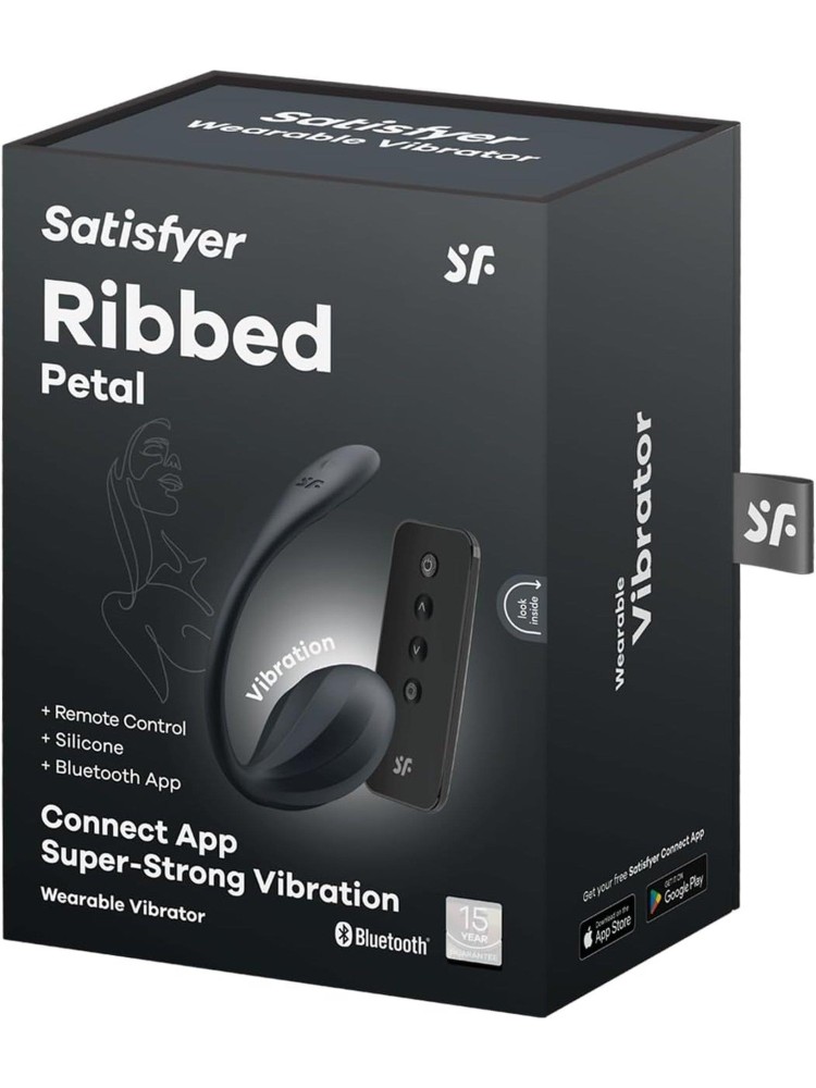 Jajeczko wibrujące Ribbed Petal black Connect App Satisfyer