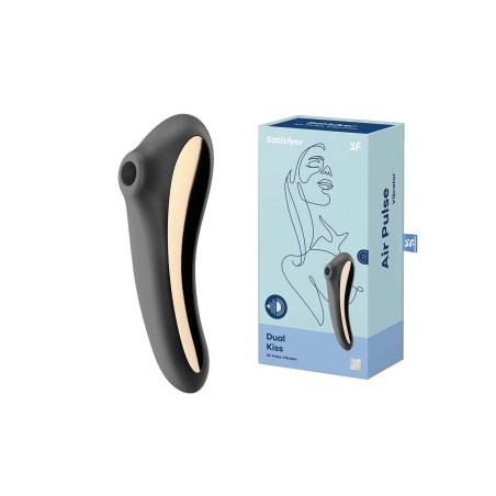 Stymulator łechtaczki z wibratorem Dual Kiss Black Satisfyer
