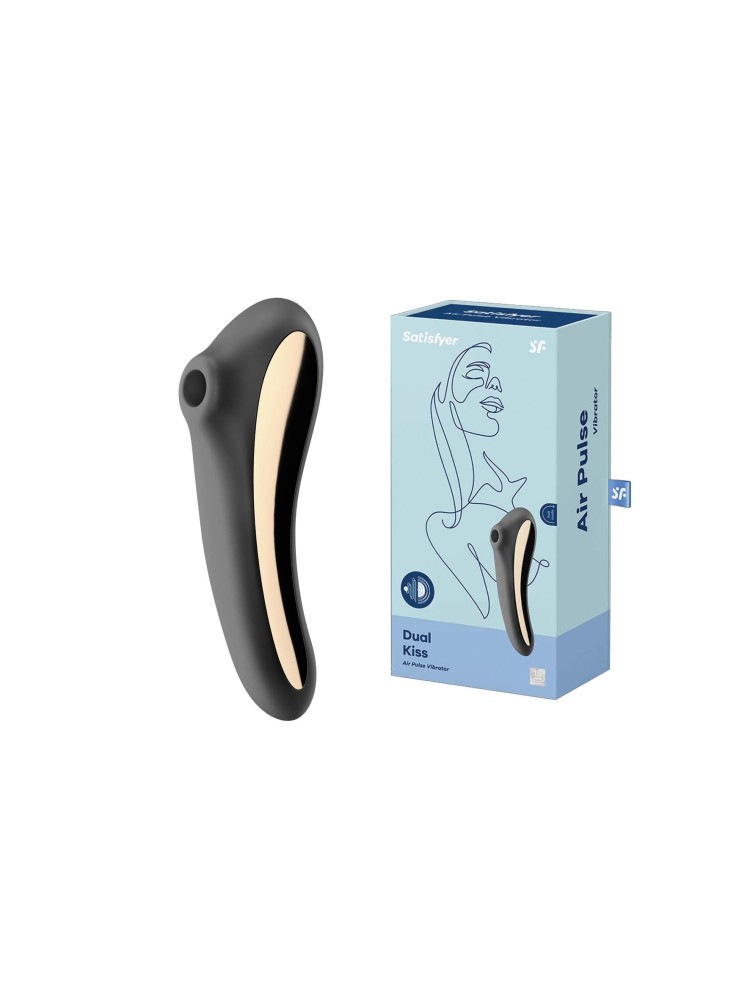 Stymulator łechtaczki z wibratorem Dual Kiss Black Satisfyer