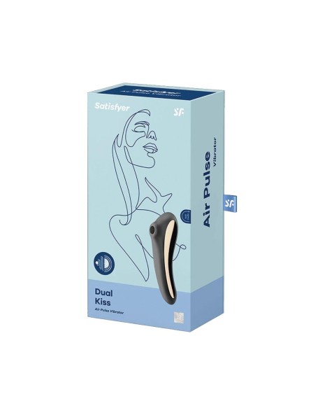 Stymulator łechtaczki z wibratorem Dual Kiss Black Satisfyer