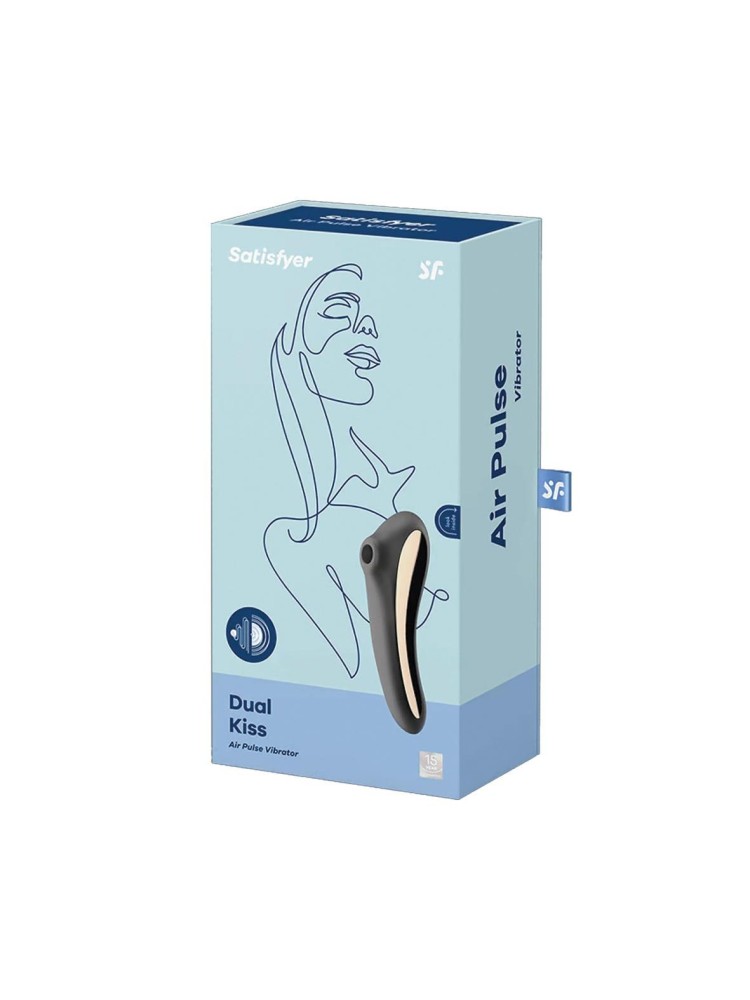 Stymulator łechtaczki z wibratorem Dual Kiss Black Satisfyer