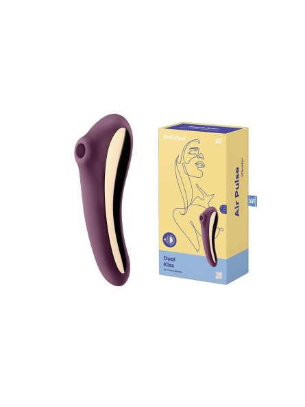 Stymulator łechtaczki z wibratorem Dual Kiss Wine Red Satisfyer