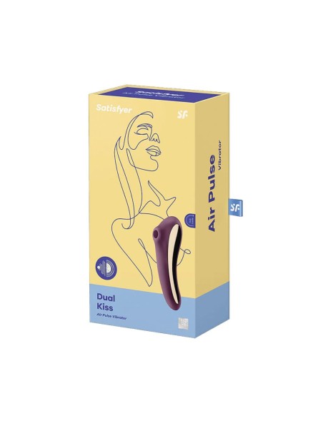 Stymulator łechtaczki z wibratorem Dual Kiss Wine Red Satisfyer