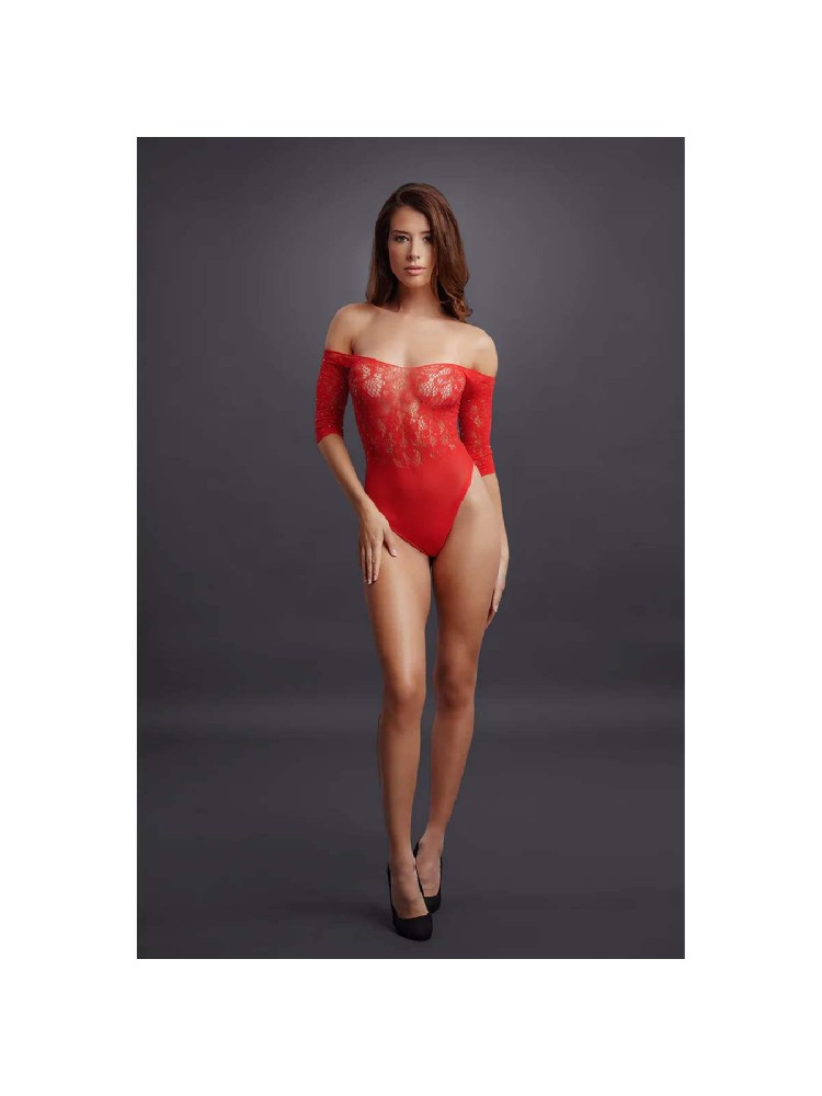 Body Crotchless Rhinestone Teddy Red OS Le Desir