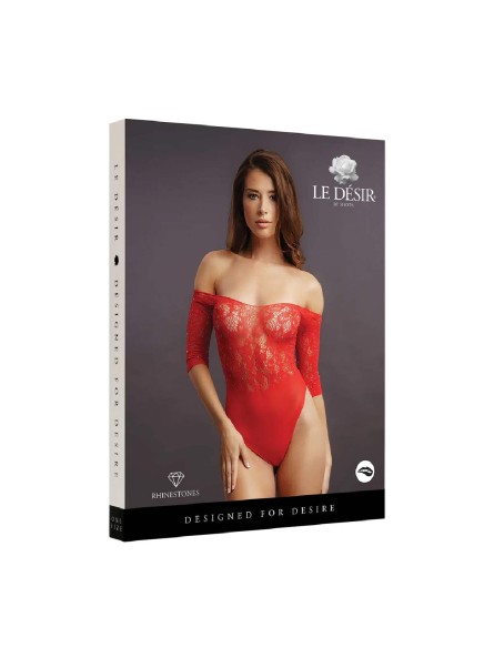Body Crotchless Rhinestone Teddy Red OS Le Desir