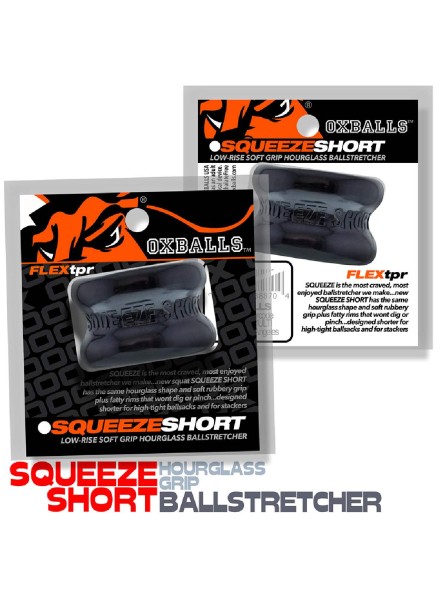 Naciagacz jąder [SIL/TPR] SQUEEZE SHORT Ballstretcher Black Oxballs