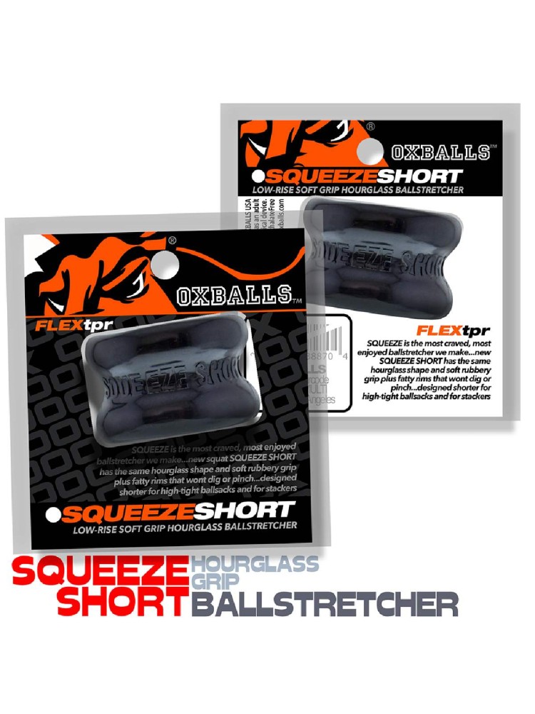 Naciagacz jąder [SIL/TPR] SQUEEZE SHORT Ballstretcher Black Oxballs