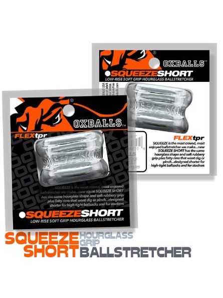 Naciagacz jąder [SIL/TPR] SQUEEZE SHORT Ballstretcher Clear Oxballs