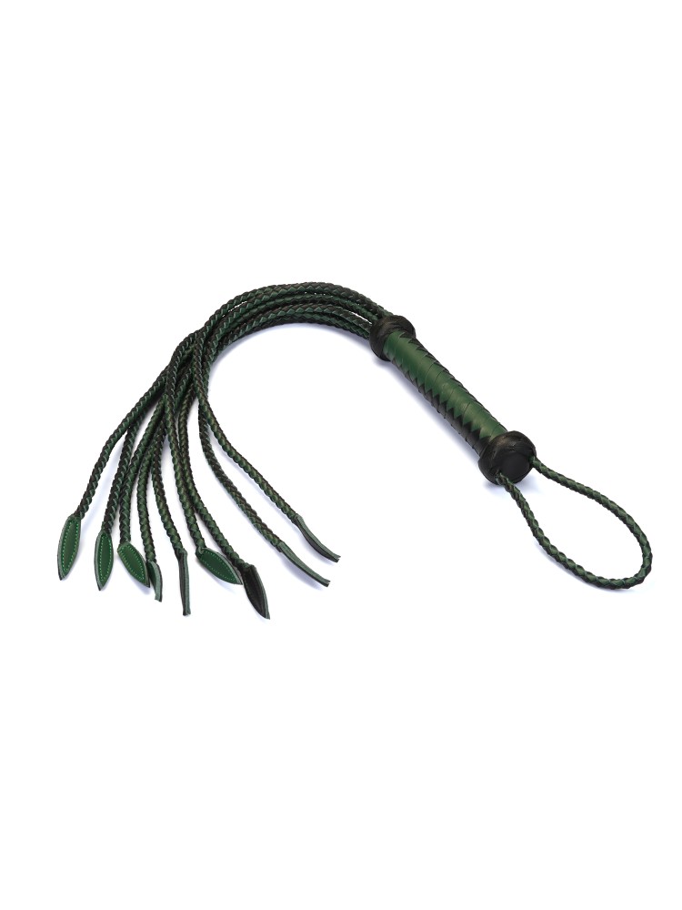 Pejcz Mossy Chic and Black Leather Cat O Nine Tails Whip Liebe Seele