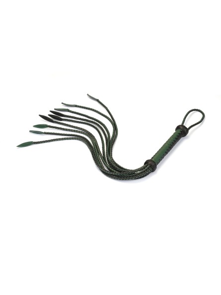 Pejcz Mossy Chic and Black Leather Cat O Nine Tails Whip Liebe Seele