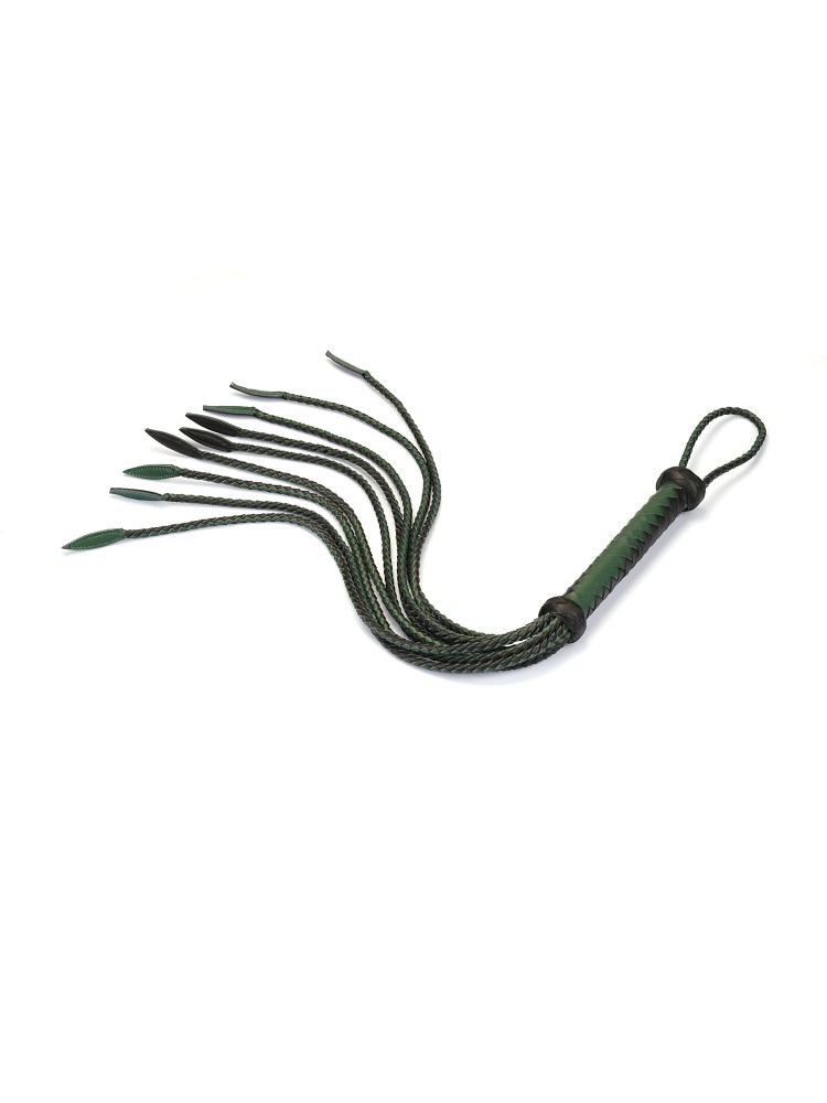 Pejcz Mossy Chic and Black Leather Cat O Nine Tails Whip Liebe Seele